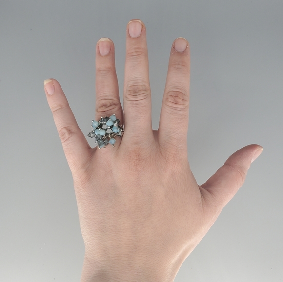 Swarovski Shades of Blue Beaded Ring - Picture 2 of 10